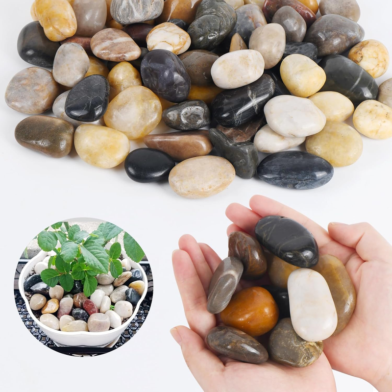 2.2Lbs River Rocks for Plant, 1-2 Inches Pebbles, Small Decorative Rocks, Polish