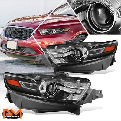 For 13-19 Ford Taurus OE Style Black Housing Amber Corner Projector Headlights