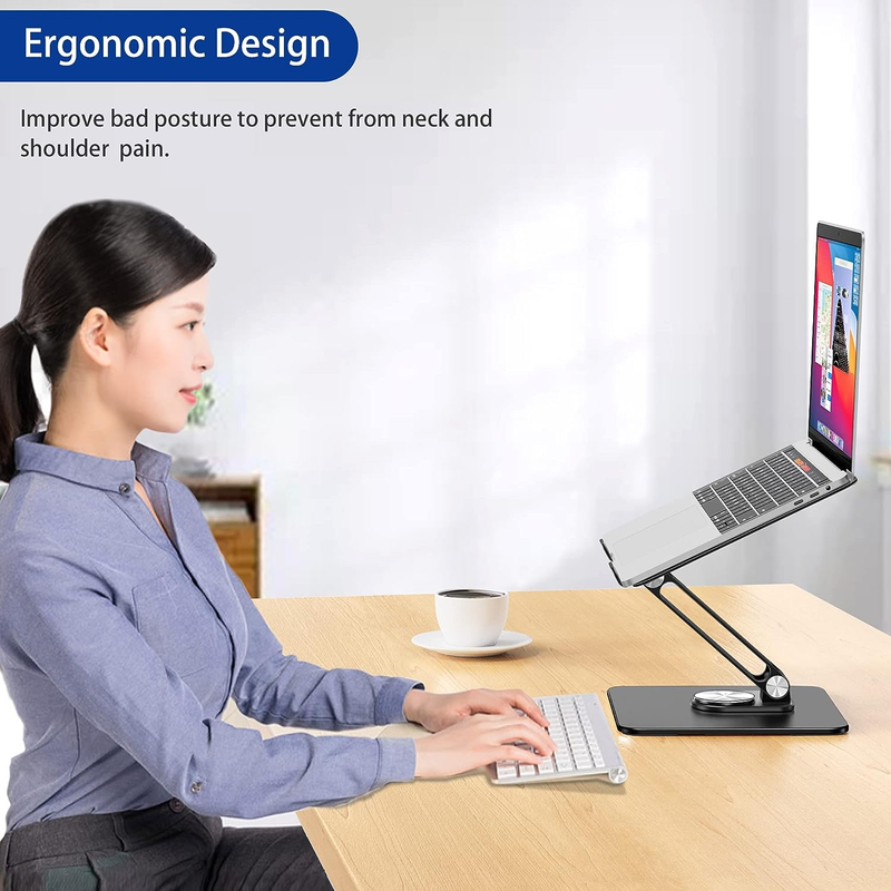 LSX7 Laptop Stand with 360° Rotating Base, Ergonomic Adjustable Notebook Stand,
