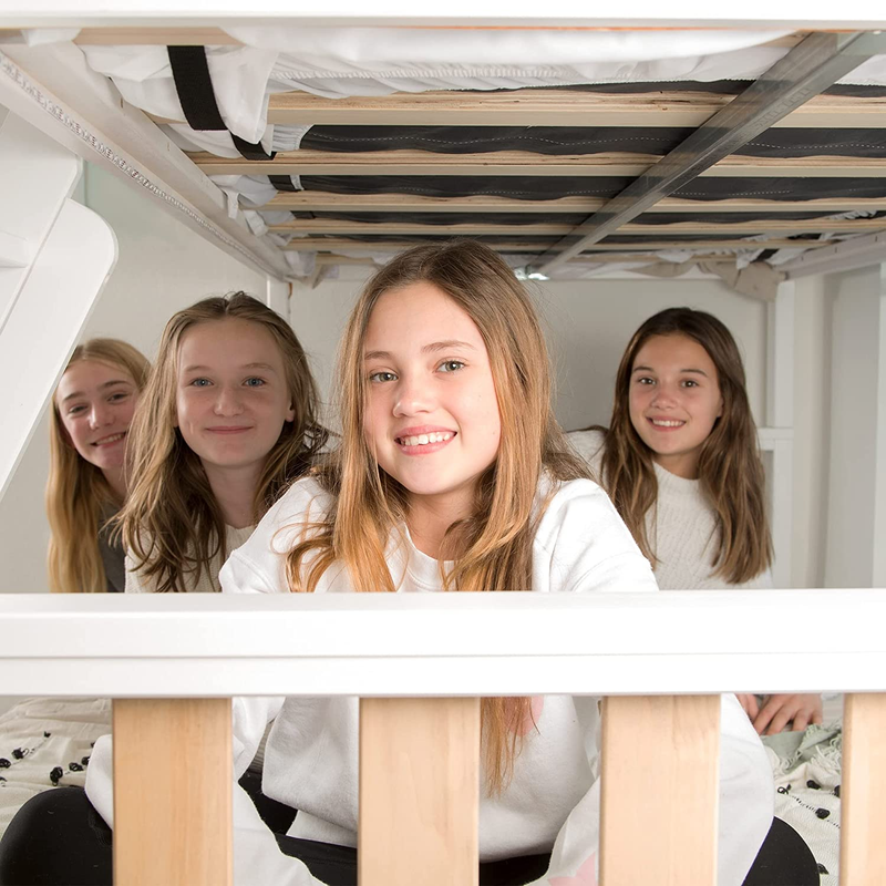 Bunk Bed, Scandinavian Modern Bunk Bed, Solid Wood Twin-Over-Full Bed Frame for