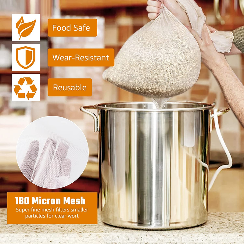 Hilangsan Brew Bag Food Safe Straining Bag 180 Micron Fine Mesh Bag Reusable  