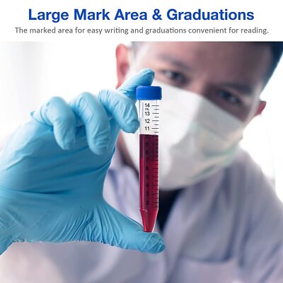 2000pcs Lab 15mL Conical Centrifuge Tubes Polypropylene Screw Caps EO Sterilized