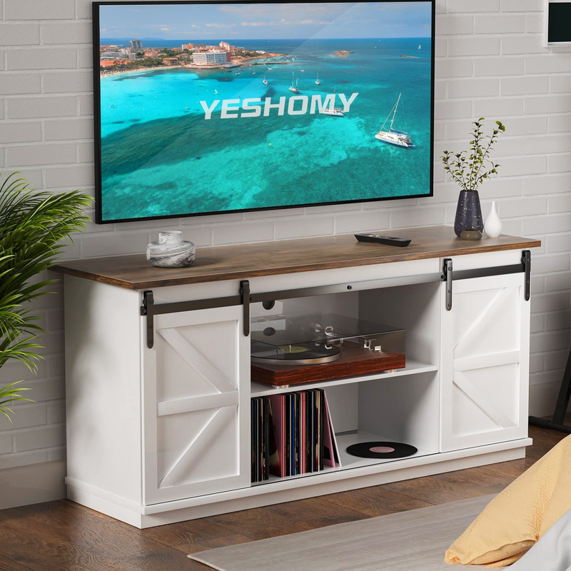 For Televisions Up To 65+ Inch With Sliding Barn Doors And S