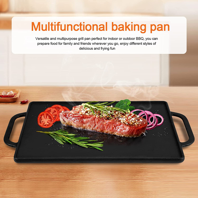 Cast Iron Reversible Grill Griddle, Double Sided for Gas Grills and Stove Tops