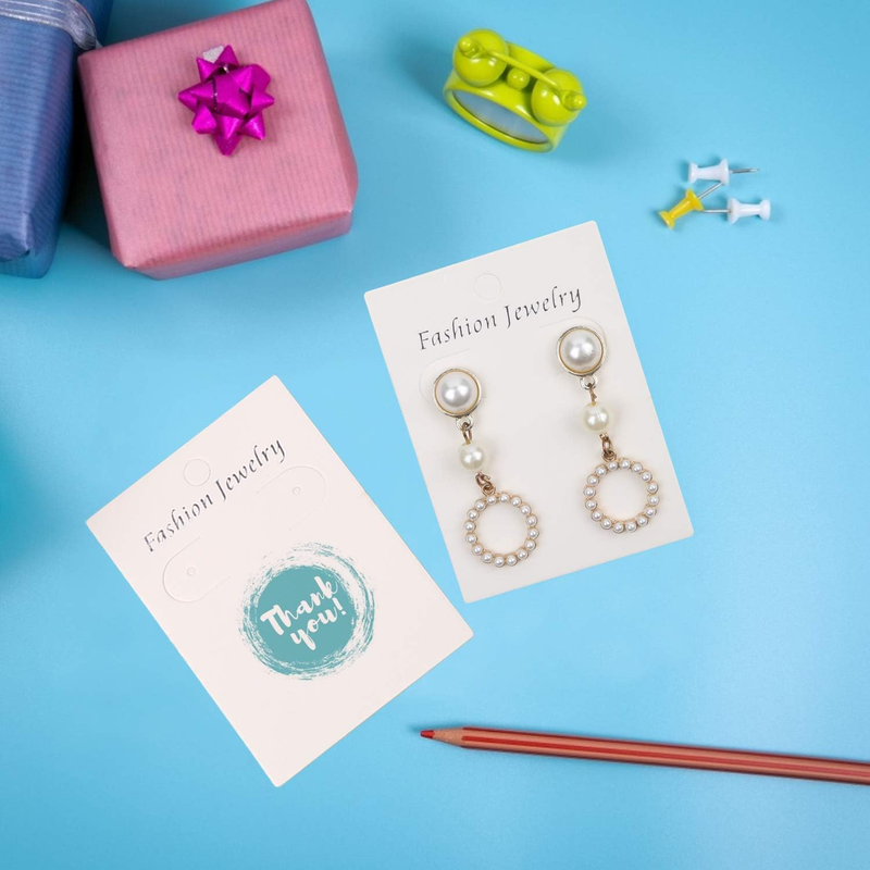 100 Pcs White Earring Display Cards with 100 Clear Self- Sealing Bags,Earring Ho