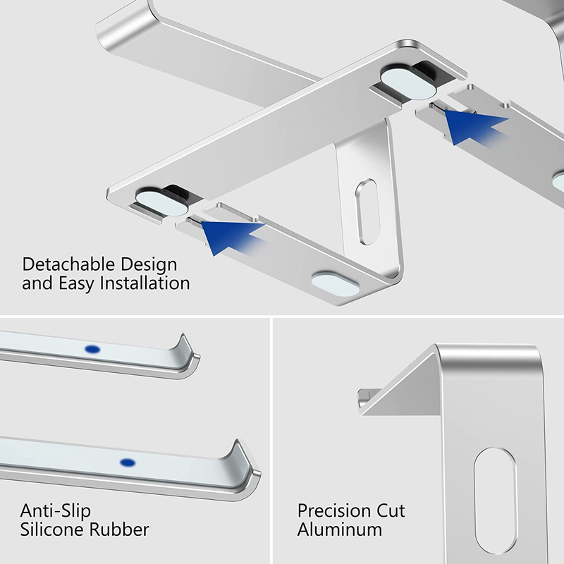 LS03 Aluminum Laptop Stand, Ergonomic Detachable Computer Stand, Riser Holder No