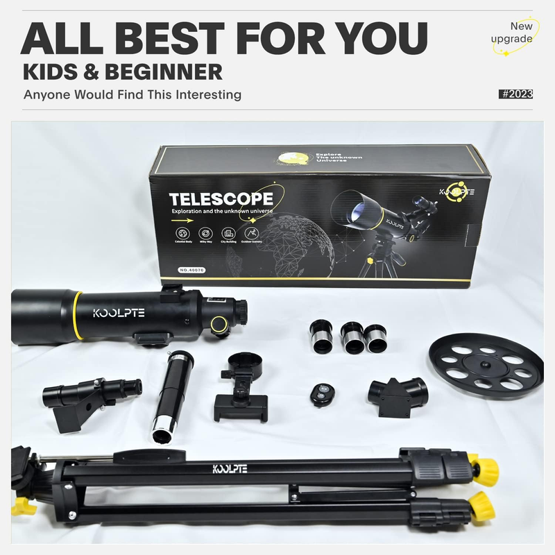 Telescope, 70Mm Aperture 400Mm, with Adjustable Tripod, Entry-Level, Ideal Choic