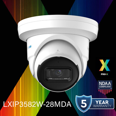 LXIP3582W-28MDA PRO-X 8MP IP 2.8mm 98ft IR WDR Builtin Mic Ai NDAA Turret Camera