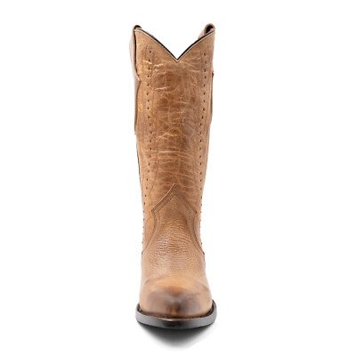 Pre-owned Ferrini Womens Siren V-toe Brown Leather Cowboy Boots