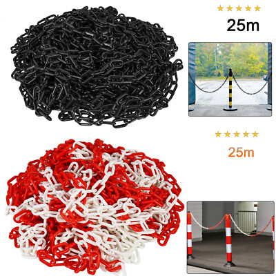 25M Absperrkette Warnkette Kunststoffkette Sicherheit Plastik Rot Weiß ,Schwarz
