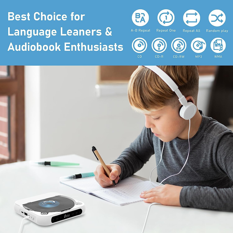 Bluetooth CD Players with Car Travel Portable Rechargeable  with Headphones NEW