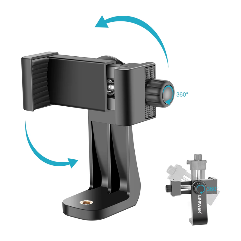 Universal Cell Phone Clip Mount - Smartphone Holder with Vertical Horizontal Bra