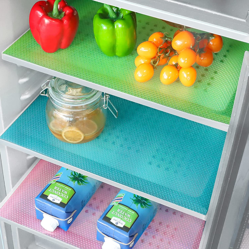 9 Pack Refrigerator Liners - Refrigerator Mats for Glass Shelves Washable, Fridg
