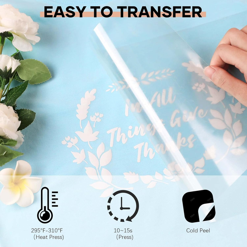 Heat Transfer Vinyl White HTV Rolls - 12" x 20ft White Iron on Vinyl for All Cut