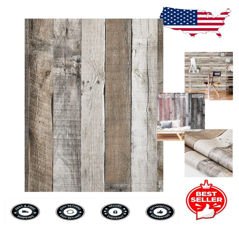 Self-Adhesive Vintage Faux Wood Wallpaper 17.3” x 472” - Easy