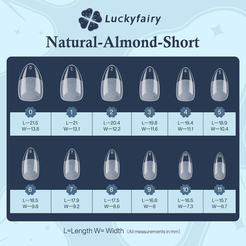 Short Almond Nail Tips, 240pcs Soft Gel Pre-Shaped Acrylic Fake Nails, Half Matt