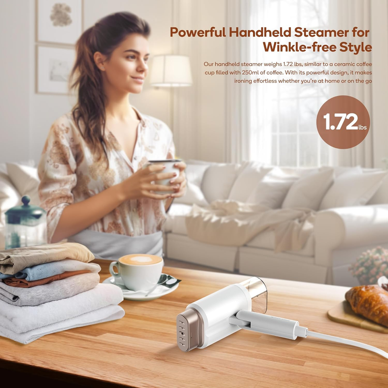 Dual Voltage Travel Steamer - 120V/220V Handheld Steamer for Clothes, 1200W Hori