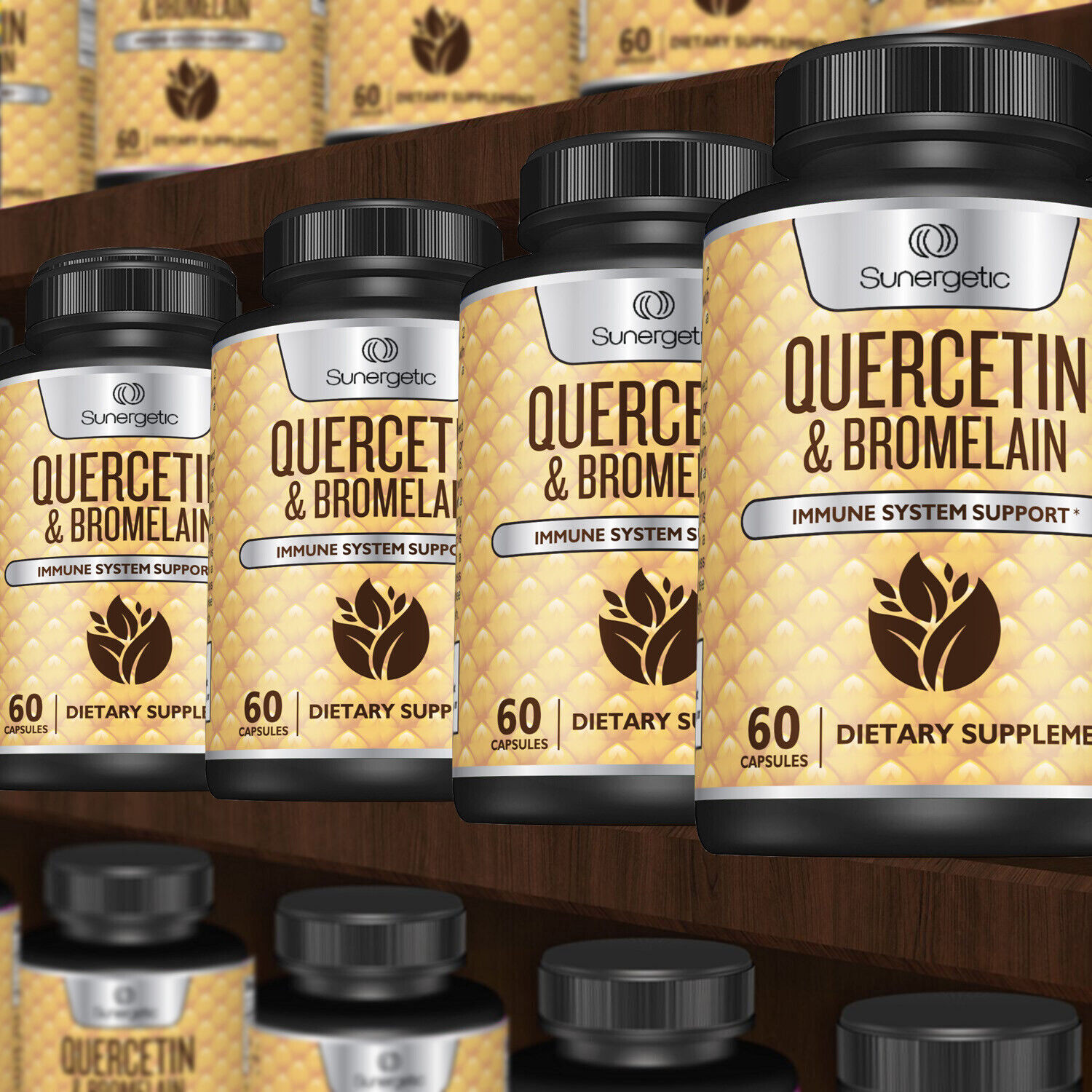 Sunergetic Premium Quercetin & Bromelain Supplement - 60 Capsules