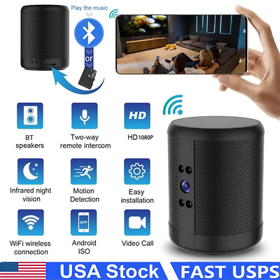 Mini WiFi Camera Bluetooth Speaker DVR HD 4K 1080P Motion Detection Camera US