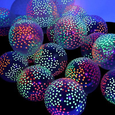 Polka Dot Radium Balloon 12'' 10 Pcs Neon Effect Balloons Disco Night Party Decor