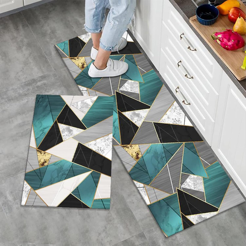 2 Pieces Non Slip Kitchen Rug Set, Water Absorbent Floor Mats, Kitchen Carpets a