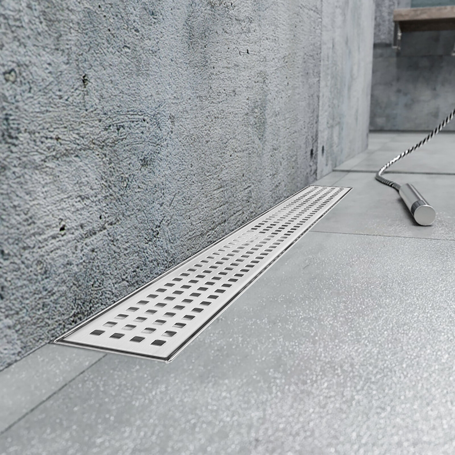 Linear Shower drain 36 inch Bathroom Floor Drain with Hair Trap Square Hole New