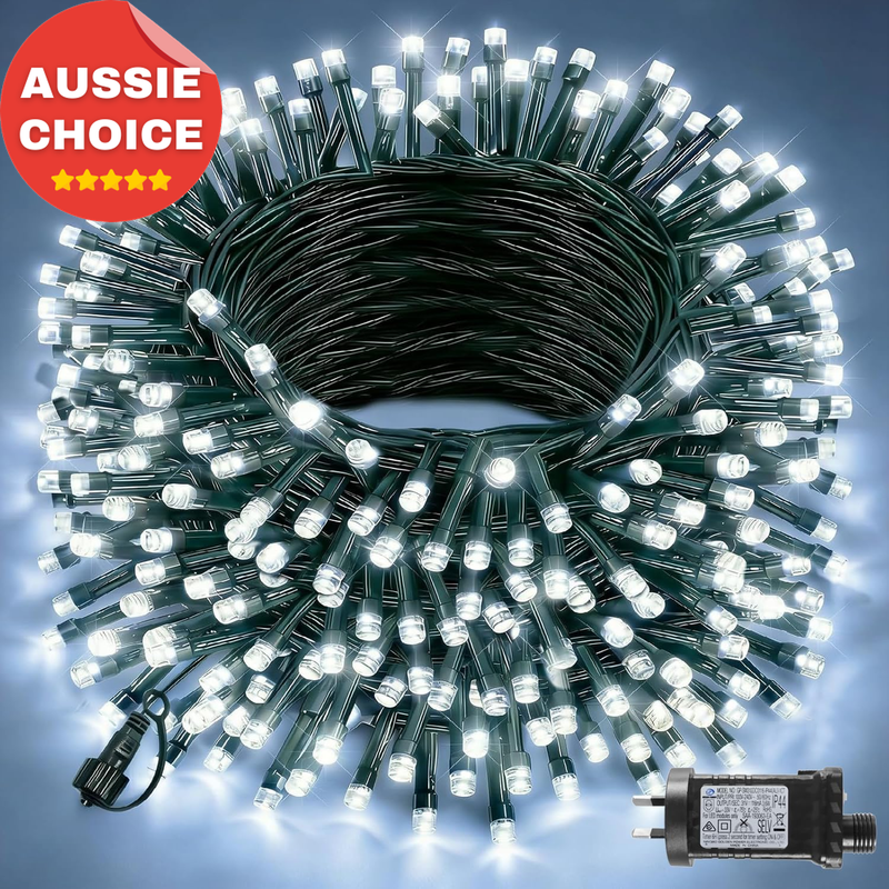 600 LED White Christmas Lights Outdoor 60M Plug In 8 Modes Timer String Lights