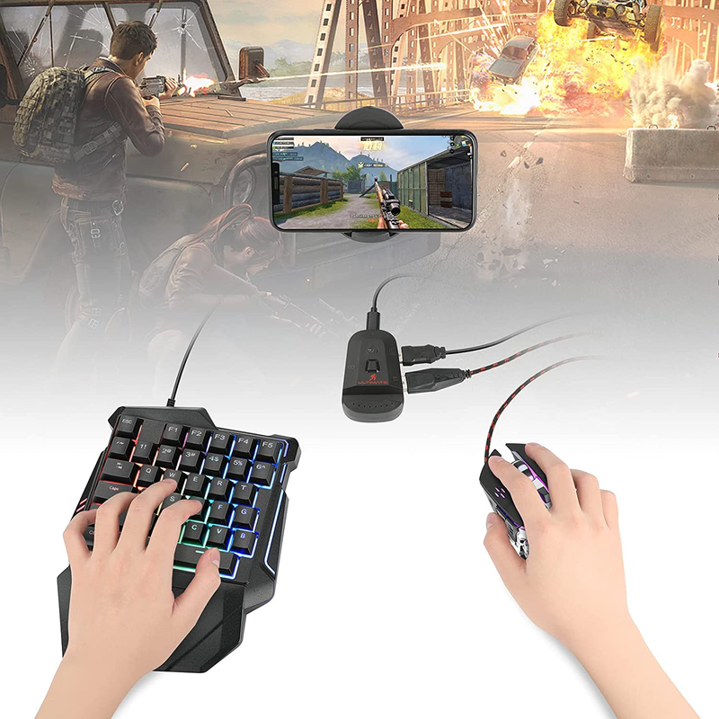Half Hand Gaming Keyboard and Mouse Combo Laelr 35 Keys PUBG Wired Mechanical