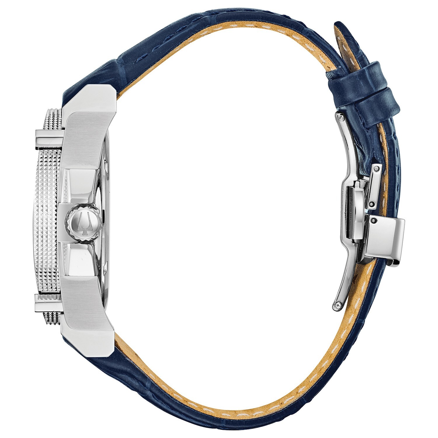 Pre-owned Bulova Icon Precisionist Quartz Women's Blue Leather Strap Watch 40 Mm 96r227