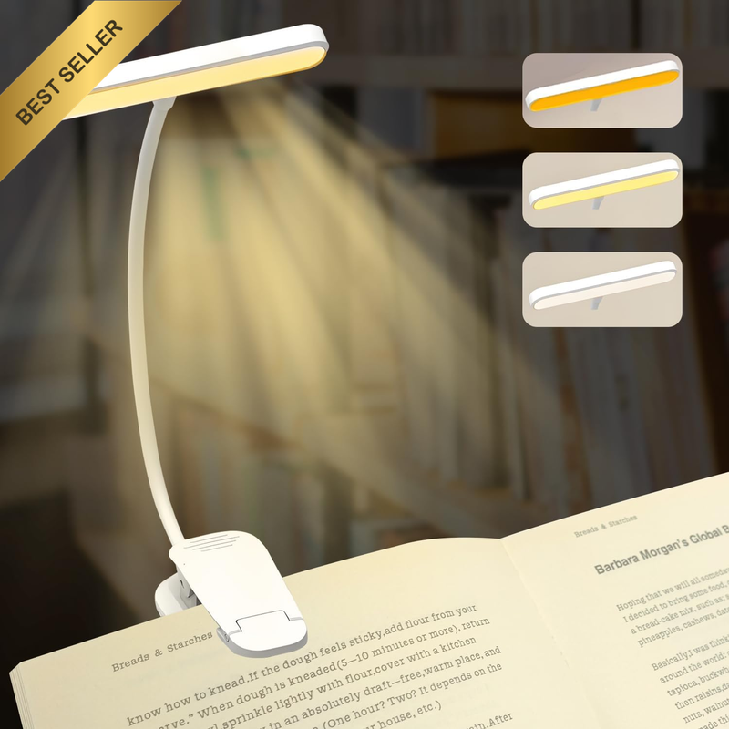 25 LED Rechargeable Book Light for Reading in Bed - Eye Caring 3 Color Temperatu