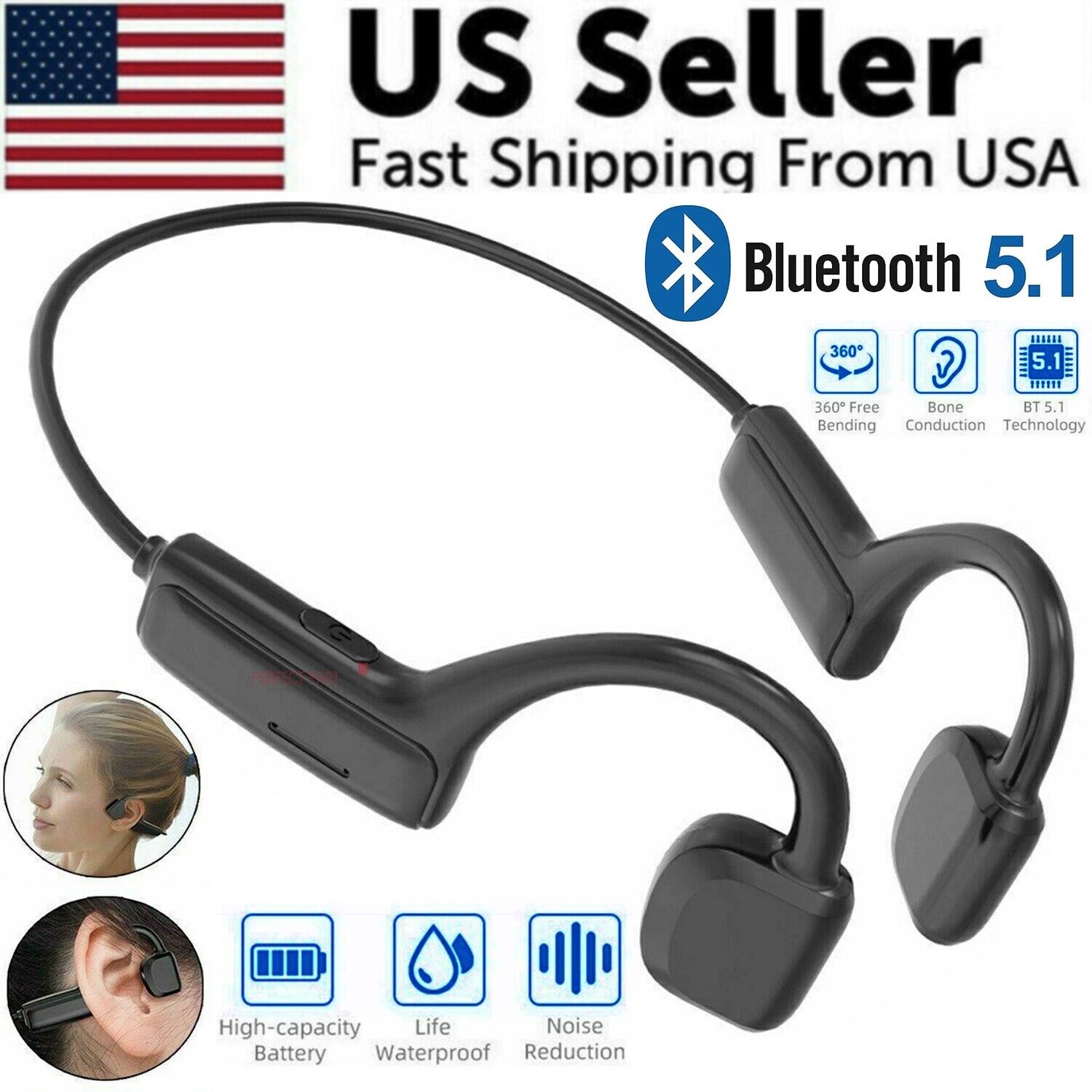 Bluetooth 5.1 Wireless Earbuds Outdoor Sport Headset