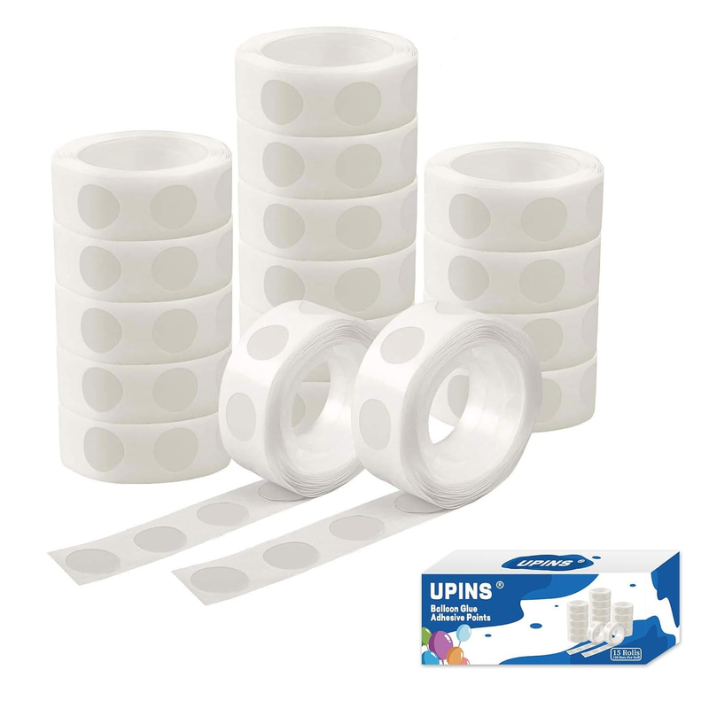 1500 Pcs Point Dots Balloon Glue Removable Adhesive Point Tape, 15 Rolls Double