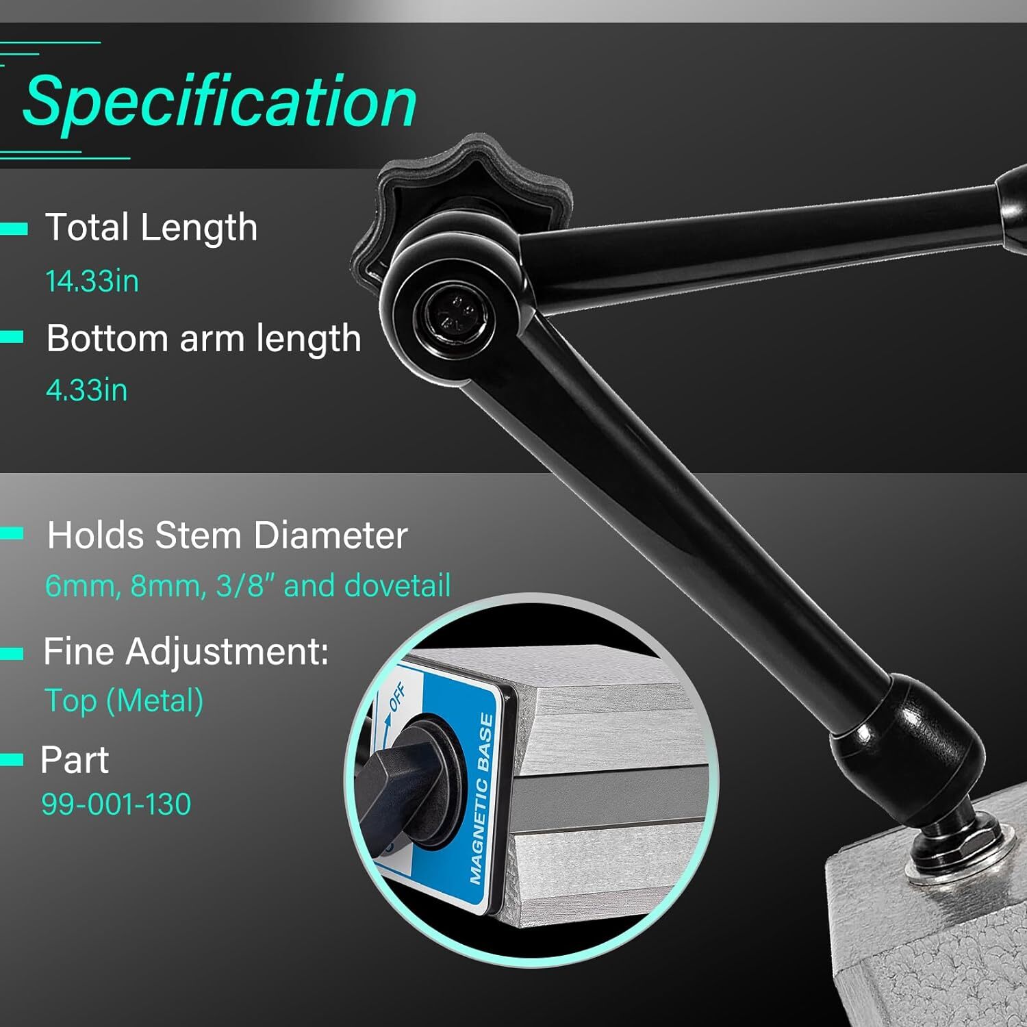 for Noga DG61003 Magnetic Base 176 lb. Holding Power Dial Test Indicator Holder