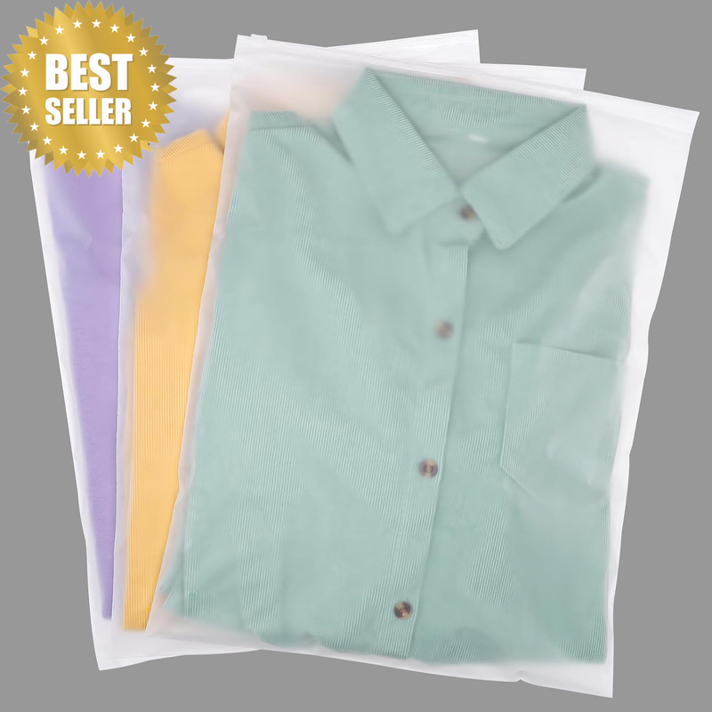 Plastic Ziplock Bags for Clothes, 50Pcs 35*45Cm Frosted Storage Bag