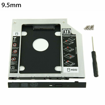New 9.5mm Universal For SATA 2nd HDD SSD Hard Drive Caddy CD/DVD-ROM Optical Bay