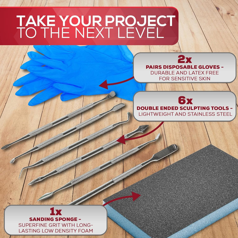 Milliput Epoxy Putty 10 Piece Set, Standard Color - with Sculpting Tools, Sandin