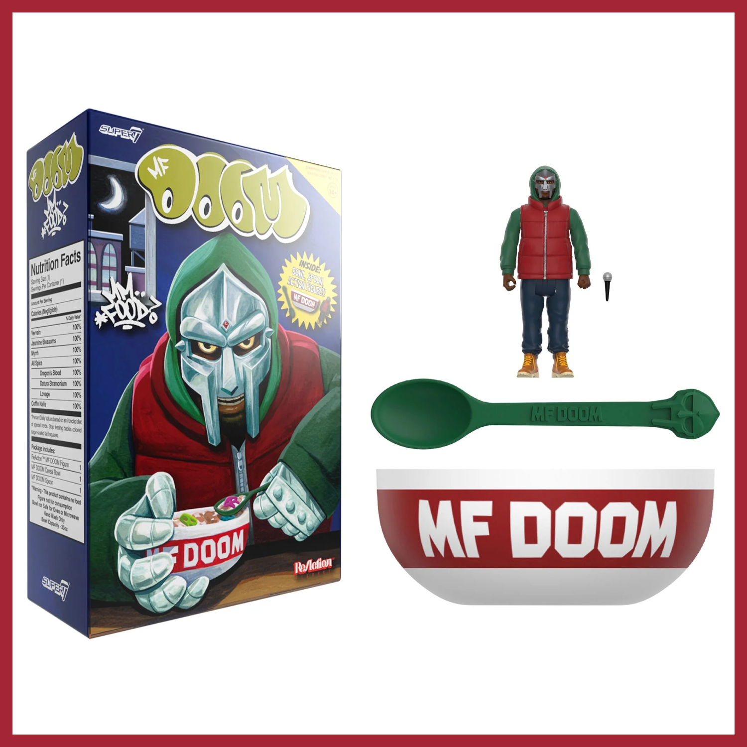 MF DOOM Mm..Food Super7 ReAction Figures Wave 2 Cereal Box MF DOOM Mm..Food Super7 ReAction Figures Wave 2 Cereal Box