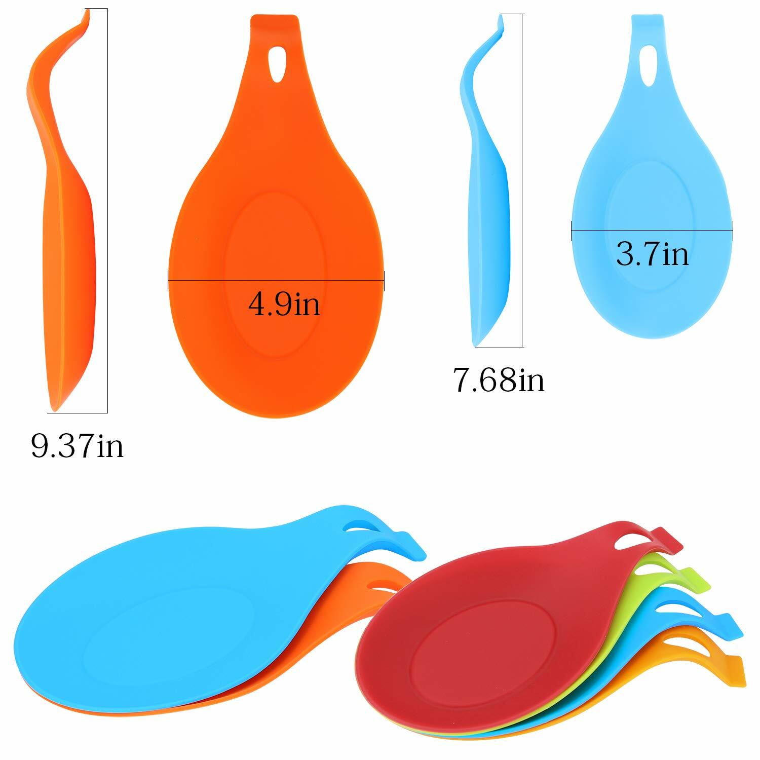 6 Pcs Kitchen Silicone Spoon Rest Heat Resistant Utensil Rest Ladle Spoon Holder