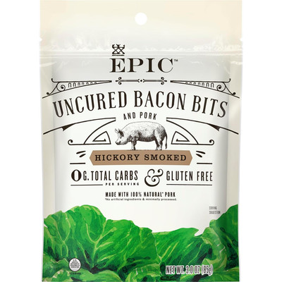 Hickory Smoked Uncured Bacon Bits, Keto Friendly, Whole30, 3Oz