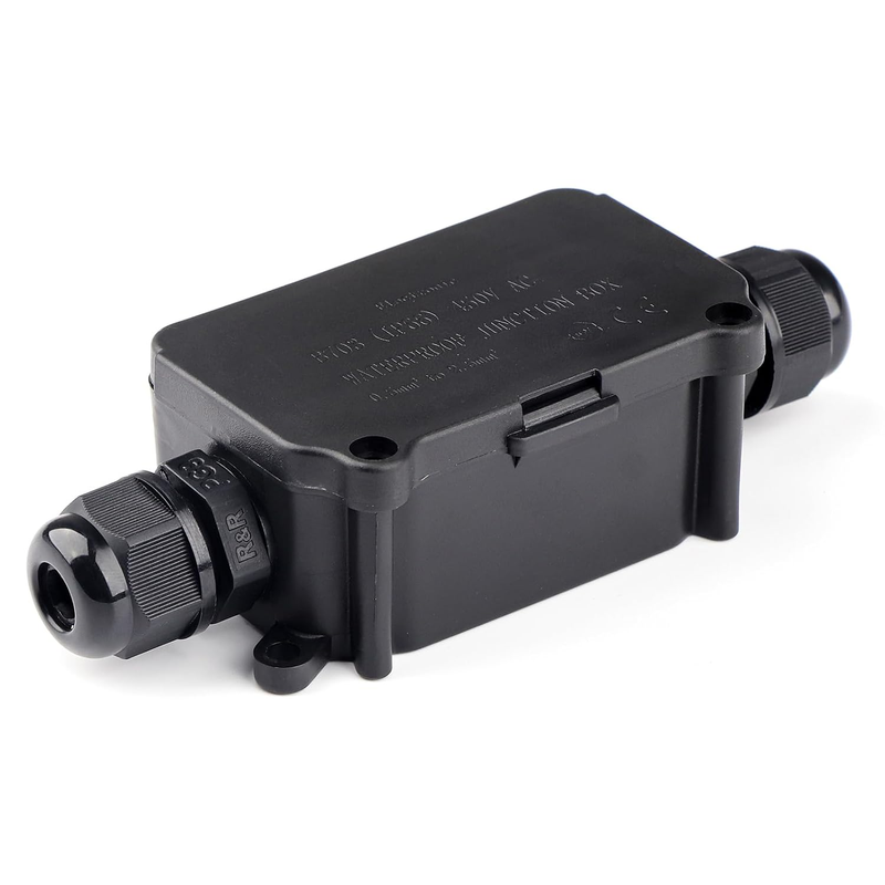 COOLWEST IP66 Junction Box Waterproof Outdoor 2 Cable PG9 Black Plastic Connecto