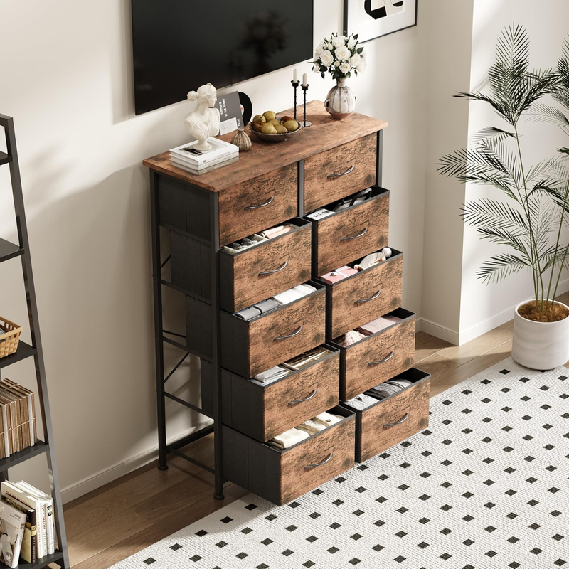 Dresser for Bedroom with 10 Drawer, Commode De Chambre, Fabric Chest of Drawers