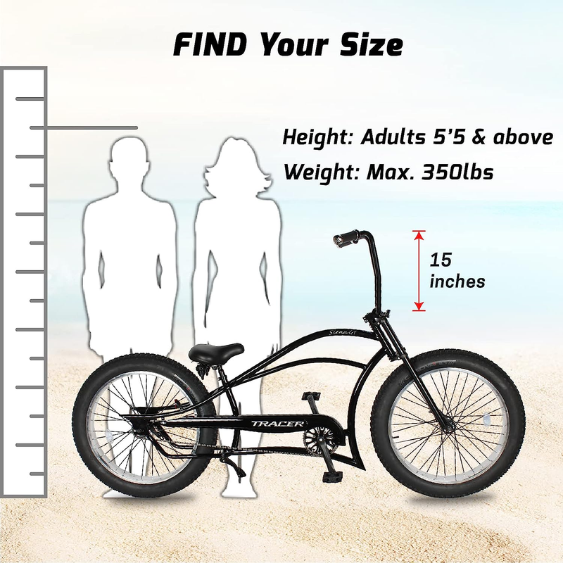 Tracer Beach Cruiser Bike for Adults, 26/29 Inch Wheels, Fat Tire, Hi Ten Steel