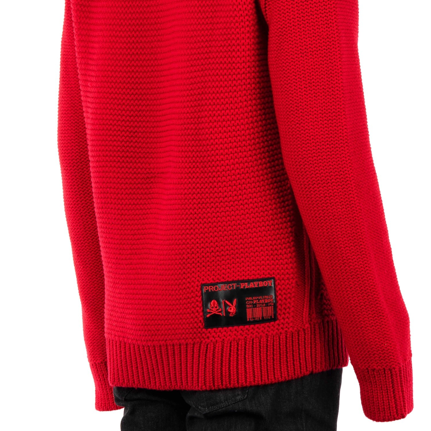Pre-owned Philipp Plein X Playboy Bunny Logo Printed Wool Sweater Red Black 08392