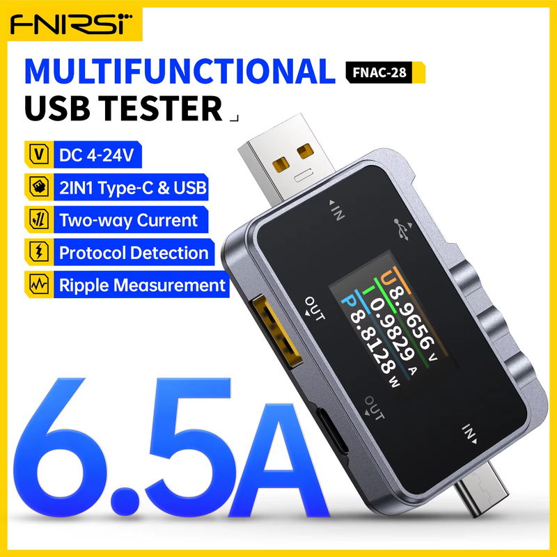 FNAC-28 2 IN 1 Type-C USB Tester Digital Voltmeter Ammeter Amperimetor Voltage C