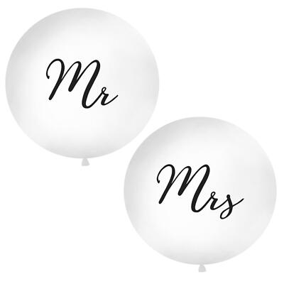 Jumbo Latex White & Black Mr & Mrs Wedding Engagement Party Decor Giant Balloon