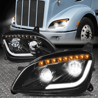Для 11-21 Peterbilt 579 587 Последовательный светодиодный указатель поворота DRL Лампы фар черный