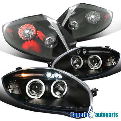 Fit 2006-2011 Mitsubishi Eclipse Halo Projector Headlights+LED Tail Lights Black