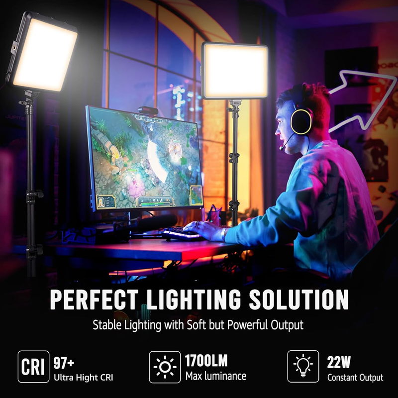 2-Pack LED Video Light Kit,  2800-6500K Dimmable Continuous Photography Lighting