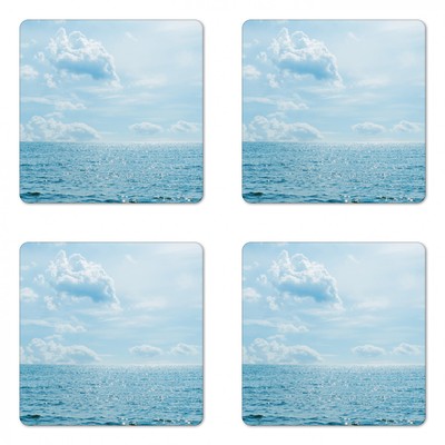 Ambesonne Nautical Pattern Coaster Set of 4 Square Hardboard Gloss Coasters