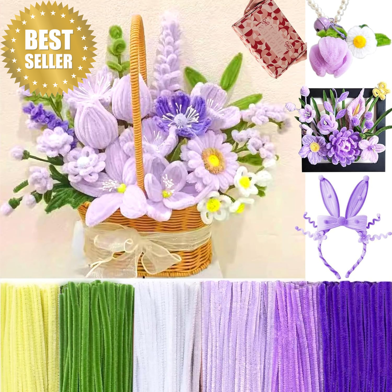 600 Pcs Pipe Cleaners Craft for Flowers, Pastel Chenille Stems for DIY Art Proje